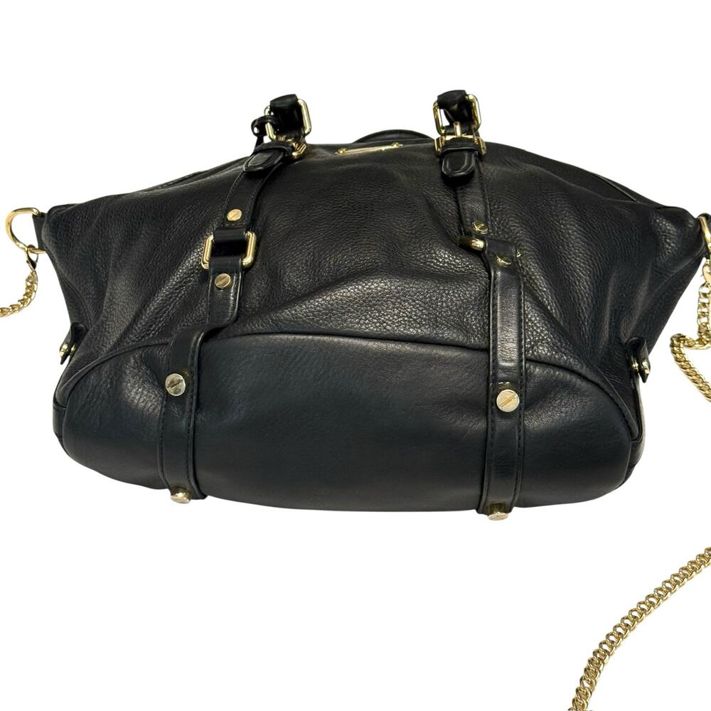 Michael Kors Bedford Medium Bowling Satchel in Black - Pebbled Leather - Picture 4 of 8